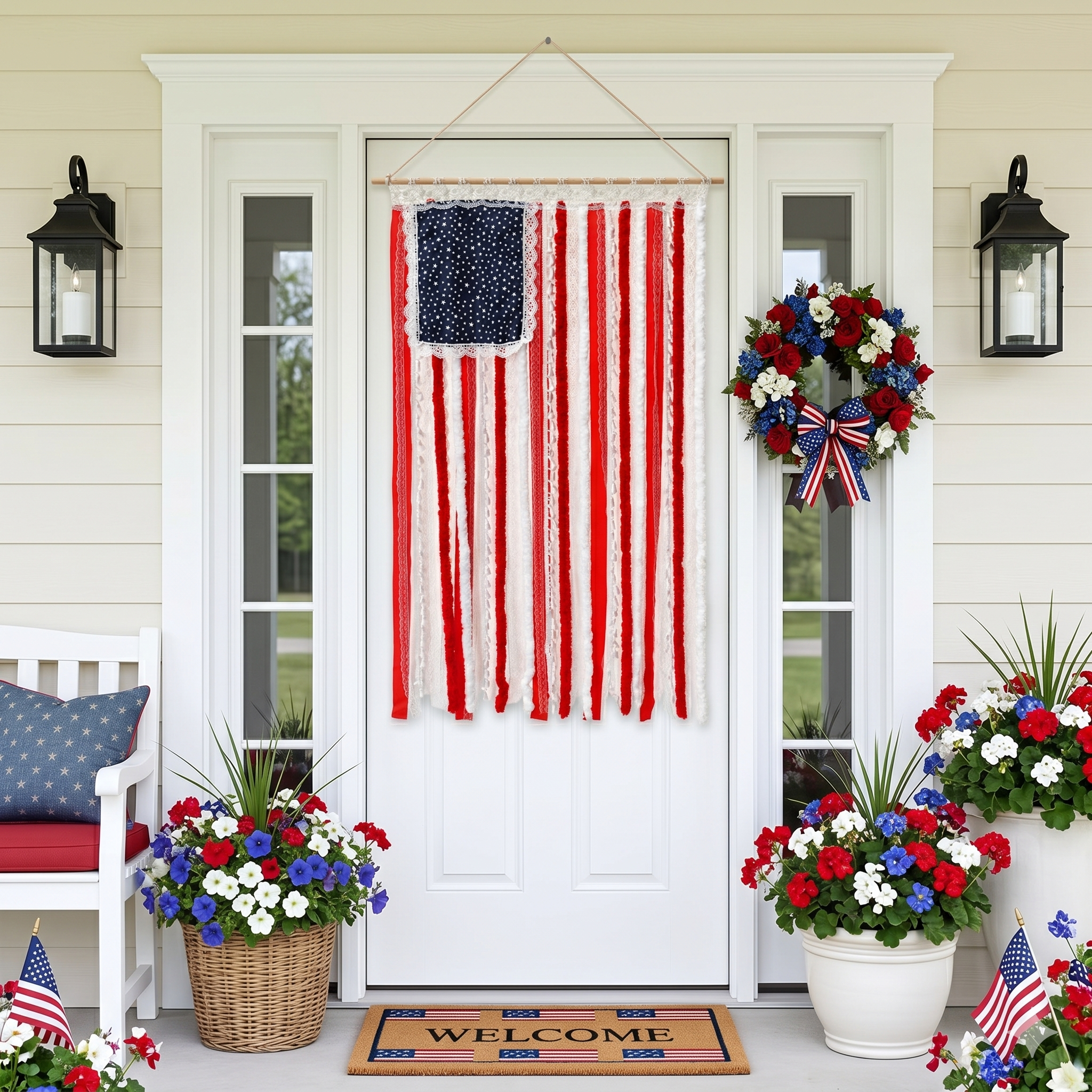 PUKUPIG Patriotic Bunting Ribbon Banner